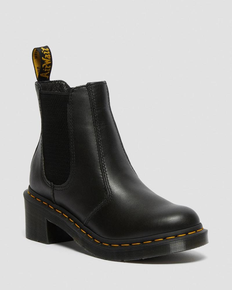 Dr Martens Cadence Leren Hak Enkellaars Dames Zwart | NL 715MQZ